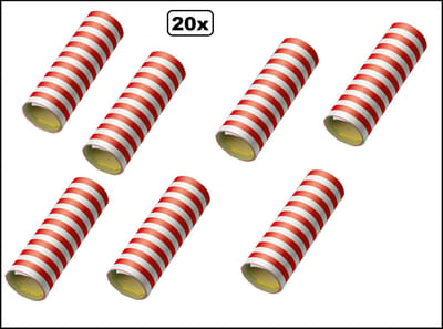 20x Serpentine rollen rood-wit - papier - Versiering Carnaval Decoratie Optocht Serpetine Feest