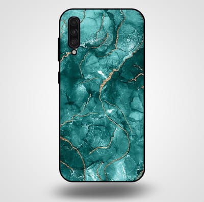 Smartphonica Telefoonhoesje voor Samsung Galaxy A30s met marmer opdruk - TPU backcover case marble design - Goud Groen geschikt voor Samsung Galaxy A30s