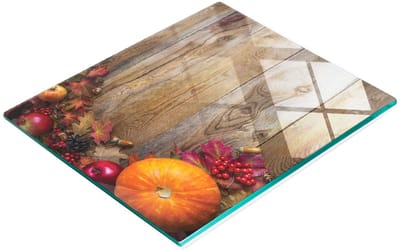 Decoratieve glazen serveerplank met pompoenbladeren, 60x52 cm