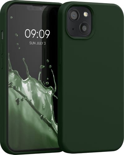 kwmobile telefoonhoesje geschikt voor Apple iPhone 13 - Hoesje met siliconen coating - Smartphone case in donkergroen
