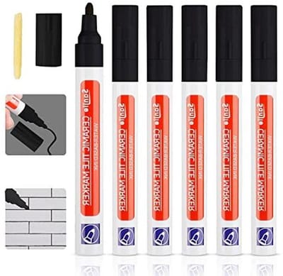 Voegenmarker zwart - 6 stuks - Voor tegels - Badkamer en keuken - Voegenstift - Voegenherstel - Voegenreparatiepen