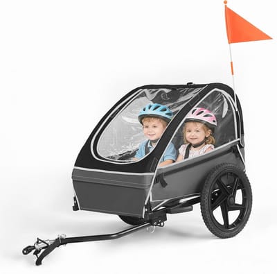 Kinderfietsaanhanger voor 1-2 kinderen met ergonomische zitting - opvouwbaar, eenvoudig te monteren