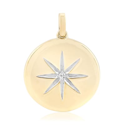 Cavill - Vergulde 925 Sterling Zilveren Hanger - I1 G Diamant 0.03 ct - Ronde Briljant - Elegant Tijdloos Sieraad