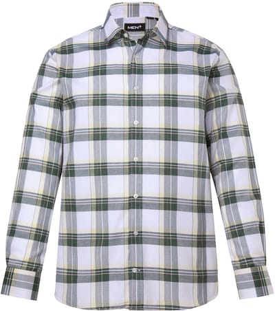Men Plus - Heren - Geruit overhemd lange mouwen kentkraag comfortabele pasvorm - Donkergroen - Maat 3XL