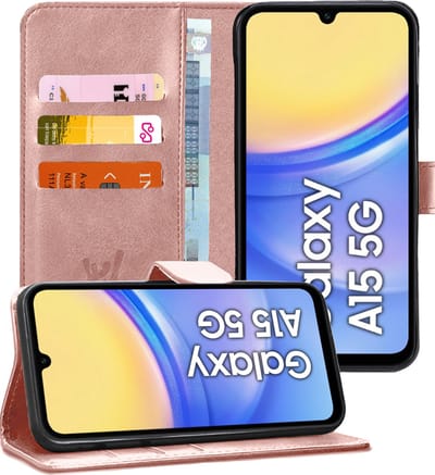 Hoesje geschikt voor Samsung Galaxy A15 - Portemonnee Book Case Rosegoud