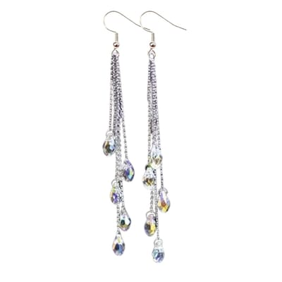 Lange Oorbellen-Quinthy-Steentjes-Multi-Zilverkleur - Charme Bijoux