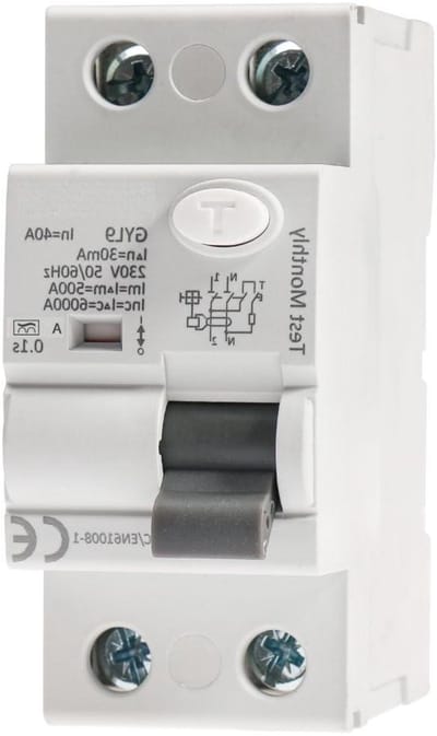 Differentie Schakelaar - Stroomschakelaar Lekstroom - Elektrische Installatie Beveiligen - Klasse A Super Immuun - 2P 40A 30mA - Grijs