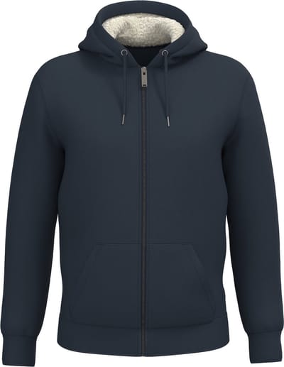Native Spirit Ecologische uniseks sweater met rits en sherpavoering NS460 - Navy Blue - 3XL
