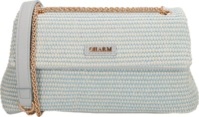 Charm London Paris Crossbodytas - Schoudertas - Rietlook - Goude Hardware - Dames - Lichtblauw