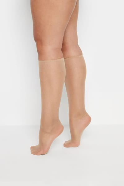 Yours Set Van Vijf Paar Doorschijnende Kniehoge Sokken In Beige Size One Size