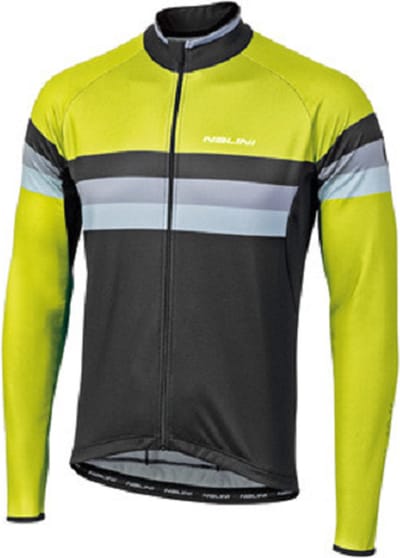Nalini Fietsshirt lange mouwen Heren Zwart Fluo - AIW LOGO JERSEY 2.0 MAN L/S JERSEY BLACK/ NEON YELLOW - M