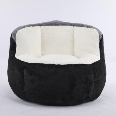 Grote zitzak stoel - Lounge bank - Ergonomische rugsteun - Imitatiebont - Voor woonkamer en slaapkamer - Zwart wit grijs meerkleurig