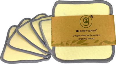 green-goose® Herbruikbare Wattenschijfjes XL | 5 Stuks | 10x10 cm Wasbare Make-Up Doekjes | 2 Laags Hennepvezel Hemp