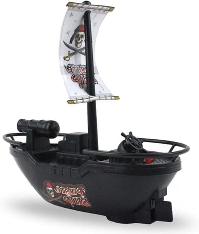 Piratenspeelboot - Waterpret boot - Zwemmen en badderen - Op batterijen - 28 x 22 x 5 cm - Zwart