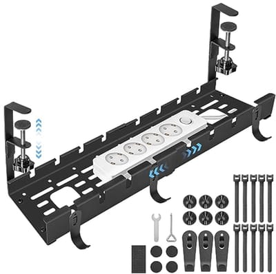 SnelShoppen - Desk Cable Pass-Through Kabelmanagement Retractable van 28.5cm tot 55cm - Geen Boren Kabelorganizer voor Kantoor, Bureau en Thuiswerkple