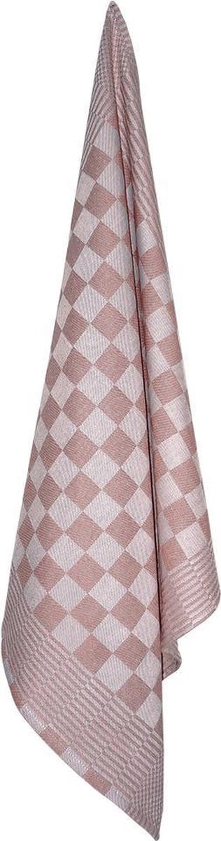 Treb Horecalinnen Theedoeken 6 Stuks Beige en Wit Geblokt 65x65cm - Treb WS
