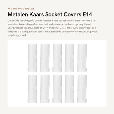 Dailygoods- Kaarsenhouder E14 - 10 Stuks - Metalen Kaarslamphouder - Kandelaar Base - DIY Verlichting - Geschikt voor Kroonluchters - 80 mm Lengte - Lamphouder