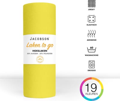 Jacobson - Hoeslaken - 90x200cm - Jersey Katoen - tot 25cm matrasdikte - Geel