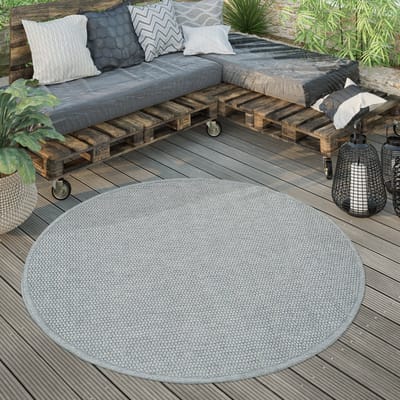 Paco Home Outdoor Vloerkleed Rond Weerbestendig Balkon Terras Keukenvloerkleed Eenkleurig 200 cm Rund