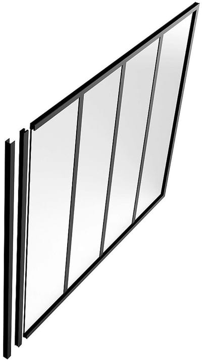 Vente-unique Afsluitlat voor glazen binnenraam in aluminium met poedercoating - H130 cm - Zwart - BAYVIEW