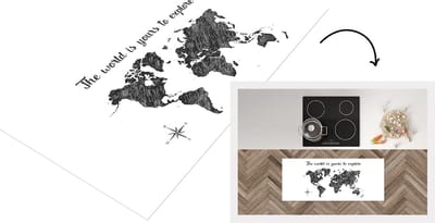 Keukenloper - Loper keuken - Wereldkaart - Zwart - Quote - 120x50 cm - Keukenloper vinyl