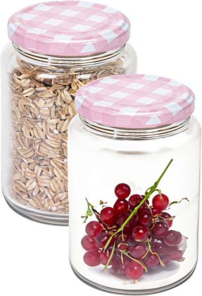 Hega Hogar Weckpot/voorraadpot Classico - 2x - 500 ml - kunststof - roze - D7 x H11 cm