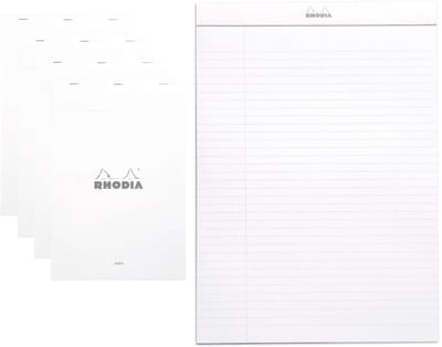 Rhodia Notitieblok - Schrijfblok - N19 - Gelijnd - 21x31,8 cm - 80g - Wit - 80 vel - 5 stuks