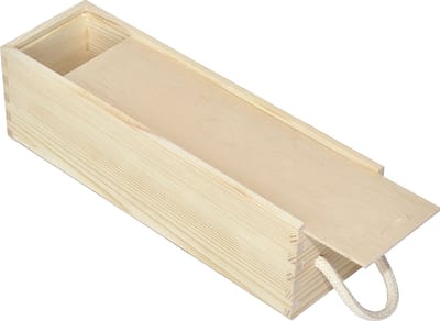 Creative Deco Wijnkist Houten | Schuifdeksel en Touw | 35,5 x 10,5 x 10,5 cm | Flessengeschenk