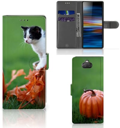 Boekhoesje voor Sony Xperia 10 Telefoonhoesje met Pasjes Kitten