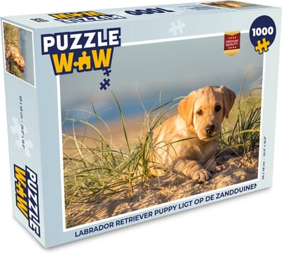 Puzzel Labrador Retriever puppy ligt op de zandduinen - Legpuzzel - Puzzel 1000 stukjes volwassenen