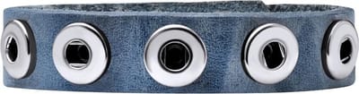 Quiges Dames Leren Armband voor 12mm Drukknopen/Chunks Blauw - EBK032