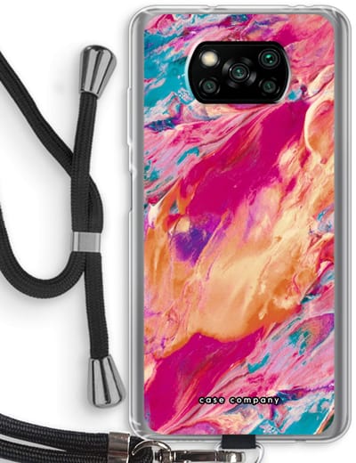 Case Company® - Hoesje met koord geschikt voor Poco X3 Pro hoesje met Koord - Pastel Echoes - Telefoonhoesje met Zwart Koord - Bescherming aan alle Kanten en Over de Schermrand