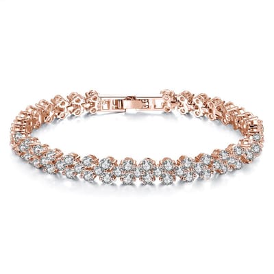 Lumici Kristallen Armband met Hartjes - Rosé-Goud - 17 cm