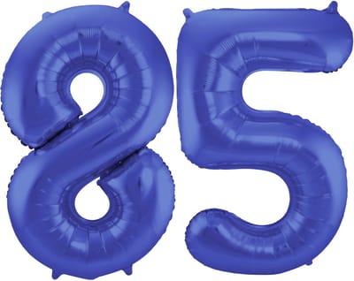Folat Verjaardag Leeftijd folieballon - 85 jaar - blauw - 86 cm - cijferballon groot