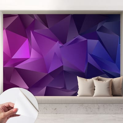 Coloray Zelfklevend Behang - Paarse driehoeken Zelfklevend fotobehang - 208x146 cm - Paars Zelfklevend Behang - Voor de slaapkamer, woonkamer en kantoor - Herpositioneerbaar - Stickerbehang op rol