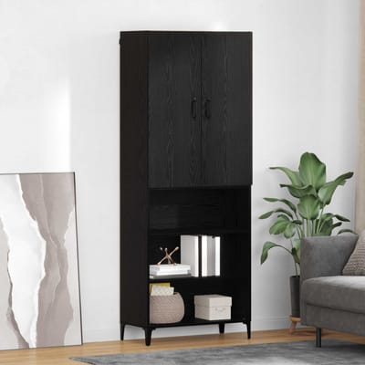 vidaXL - Highboard - Zwart - Eiken - 69,5 - x - 34 - x - 180 - cm - Bewerkt - hout