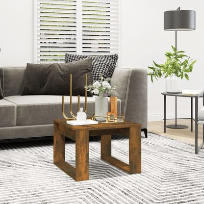 vidaXL - Bijzettafel - 50x50x35 - cm - bewerkt - hout - gerookt - eikenkleurig