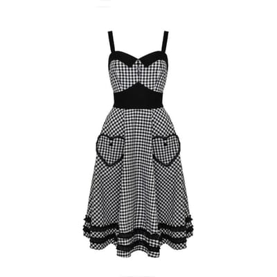 Hell Bunny - Rockabilly Midi-jurk - Mel Dress - S tot M - voor Vrouwen - zwart-wit