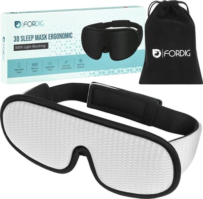 ForDig Ergonomische Slaapmasker - Oogmasker Slaap - 100% Verduisterend - Ademend - Verstelbaar - Wit