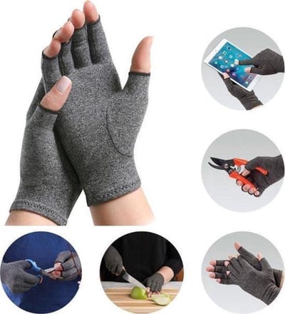 Reuma Handschoenen - Compressie - 1 Paar - Artrose - artritis - Maat L - Thuiswerk handschoenen - Grijs - Compressie Handschoenen - Carpaal Tunnel