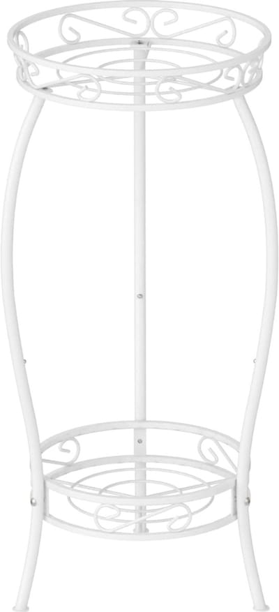 YOR® Plantenrek Buiten - Plantenrek Metaal - Plantentrap Voor Buiten - Plantenrek Tuin - Wit - 29cm x 29cm x 69cm