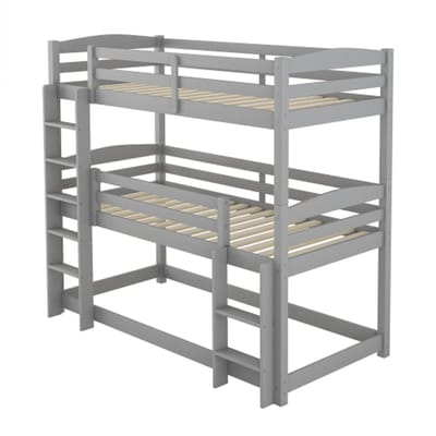Stapelbed, 90*200cm, eenpersoons houten driepersoonsstapelbed voor kinderen, zonder matras, grijs (90*200cm)