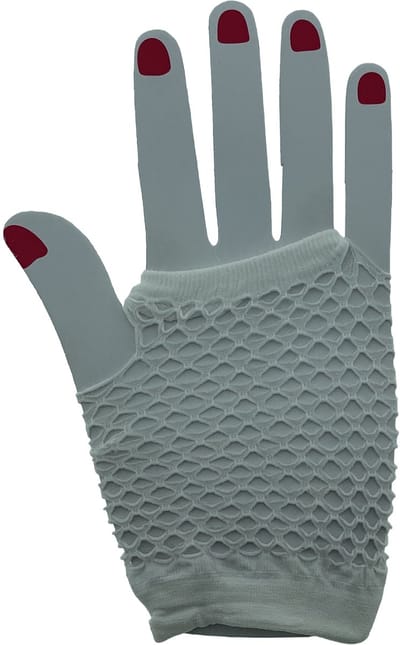 Korte net handschoenen Wit