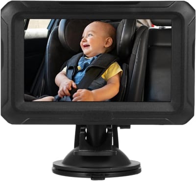 Baby Automonitor - Kinder Camera - Veilig Rijden - 1080P HD Beeld - 43 inch scherm - Zwart
