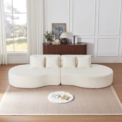 MIVRAY Modulaire Bank 310 cm - Frameloos Schuimsofa Met Afneembare Bekleding - Voor Woonkamer En Lounge - Chenille Beige