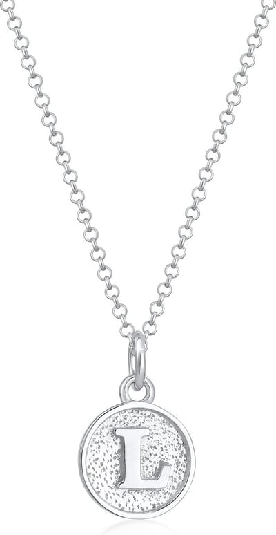 Elli - Halsketting - dames plaat initialen letter L minimaal in 925 sterling zilver verguld - Dames