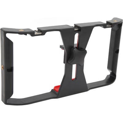Stabilisateur Rig de Prise de Vue pour Téléphone Professionnel Support à Main Cage Lapin pour Téléphone Mobile pour Enregistrement Vidéo en Direct Portrait Prise de Vue gray
