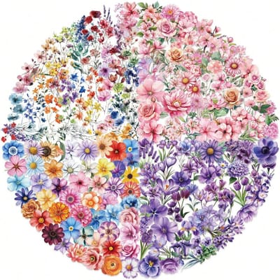 200 Stuks Transparante Bloemenstickers Voor Scrapbooking Huisdier Natuur Plantenstickers Bloemen Vintage Knutselsticker Decals pink