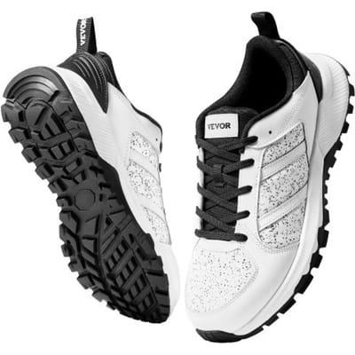 VEVOR Cross Training Schoenen, Sneakers met gemiddelde breedte, Amerikaanse maat 12, Brede neus, Ondersteuning van de voetboog en Verstelbare veters, voor hardlopen, gymnastiek, hondenuitlaten en gewichtheffen (Wit)