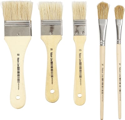 Vernis kwasten, afm 10+16+25+35+50, L: 18,5-21,5 cm, B: 13-50 mm, plat, 10 stuk